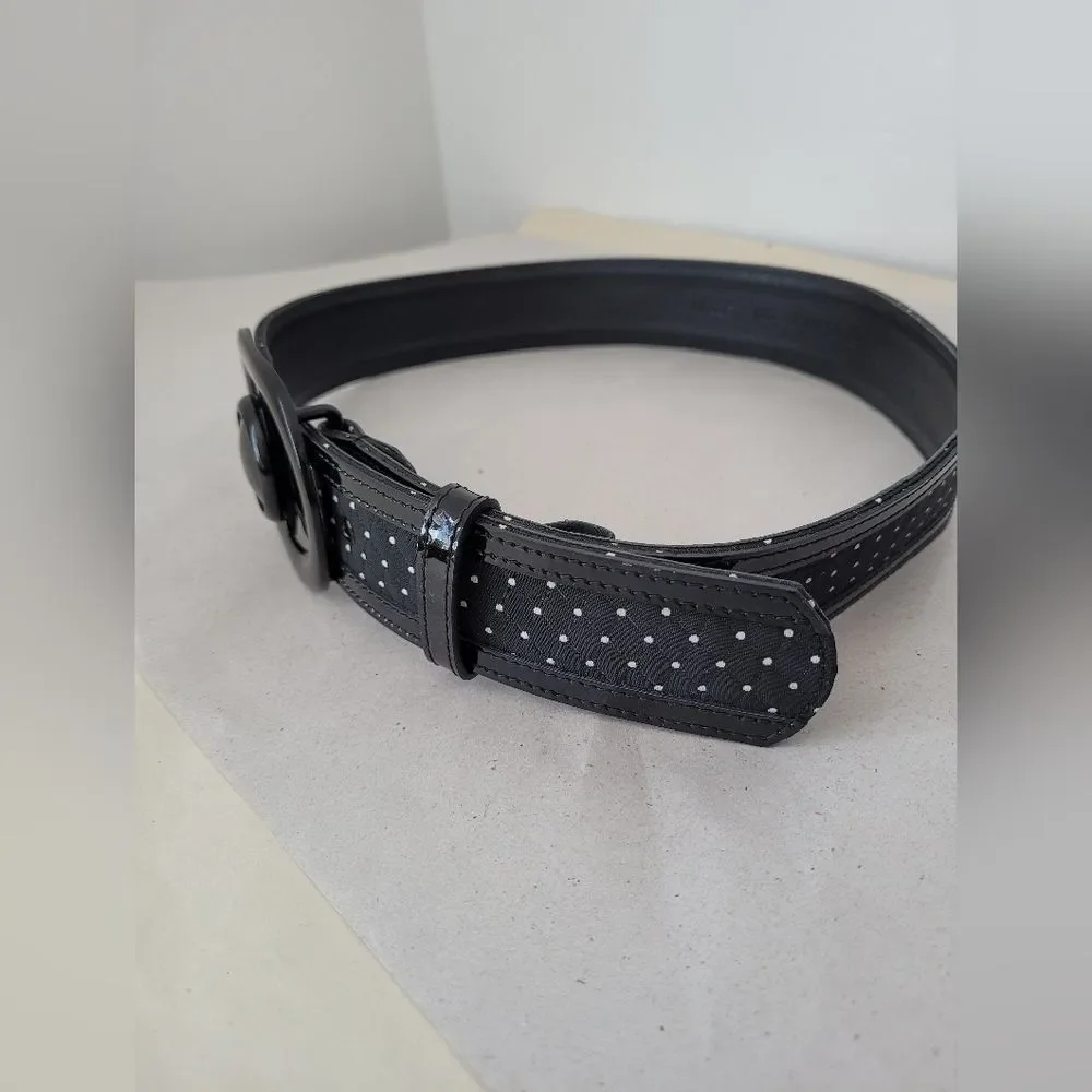 Emporio Armani Black Polka Dot Belt Leather Size 42 Women Designer Office Career